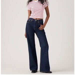 Levi's Women's Deep Blue Middy Loose Boot Bootcut Jeans Sz 27 Dark